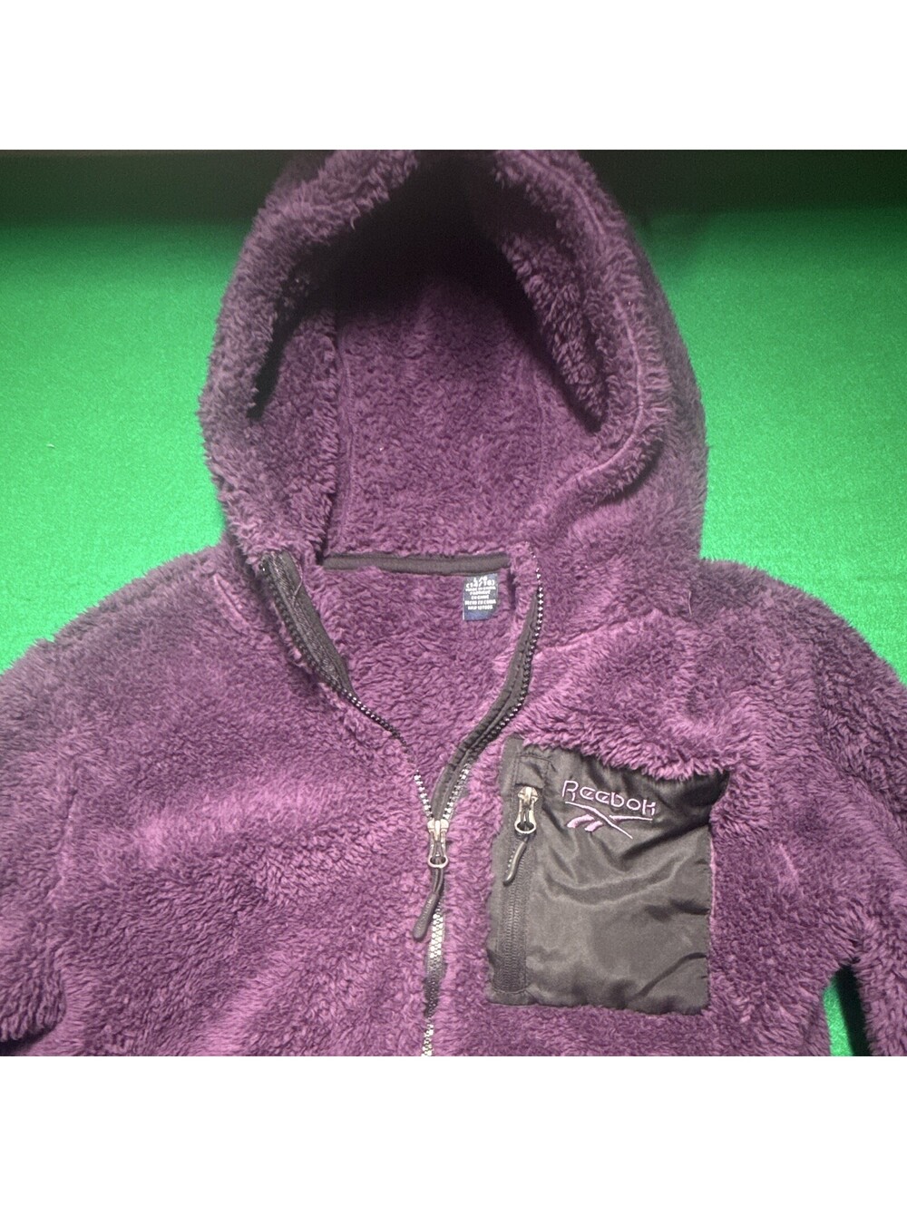 Reebok Girls Sherpa Fleece Jacket Youth Size L 14/16 Purple Full Zip Pocket